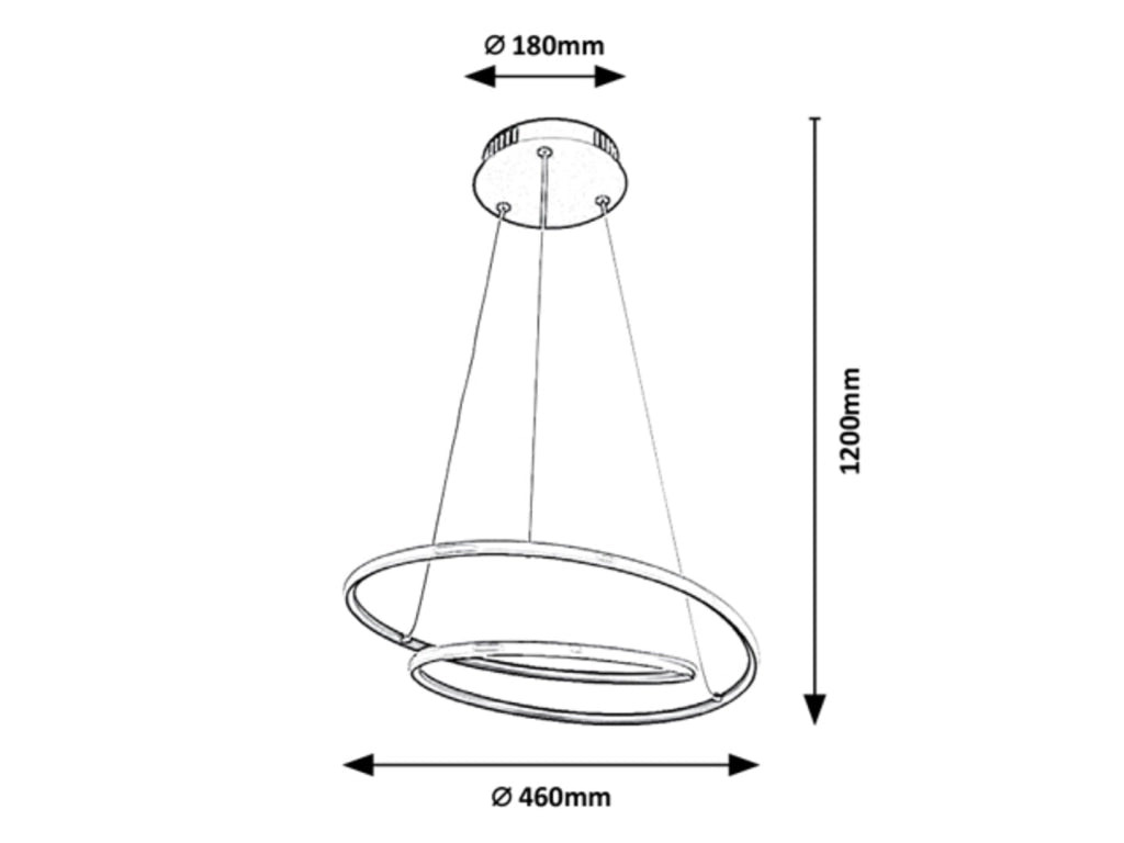 Lampadario LED Meridia 40W nero opaco 3000K Rabalux