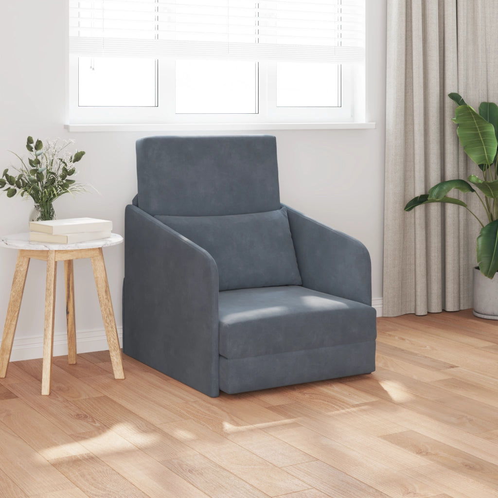 Divano Letto Pieghevole 2-in-1 Grigio Scuro 65x80x83 cm Velluto