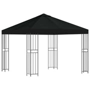 Gazebo | Pergolato 3 x 3 m Nero Poliestere e Acciaio 190 gsm