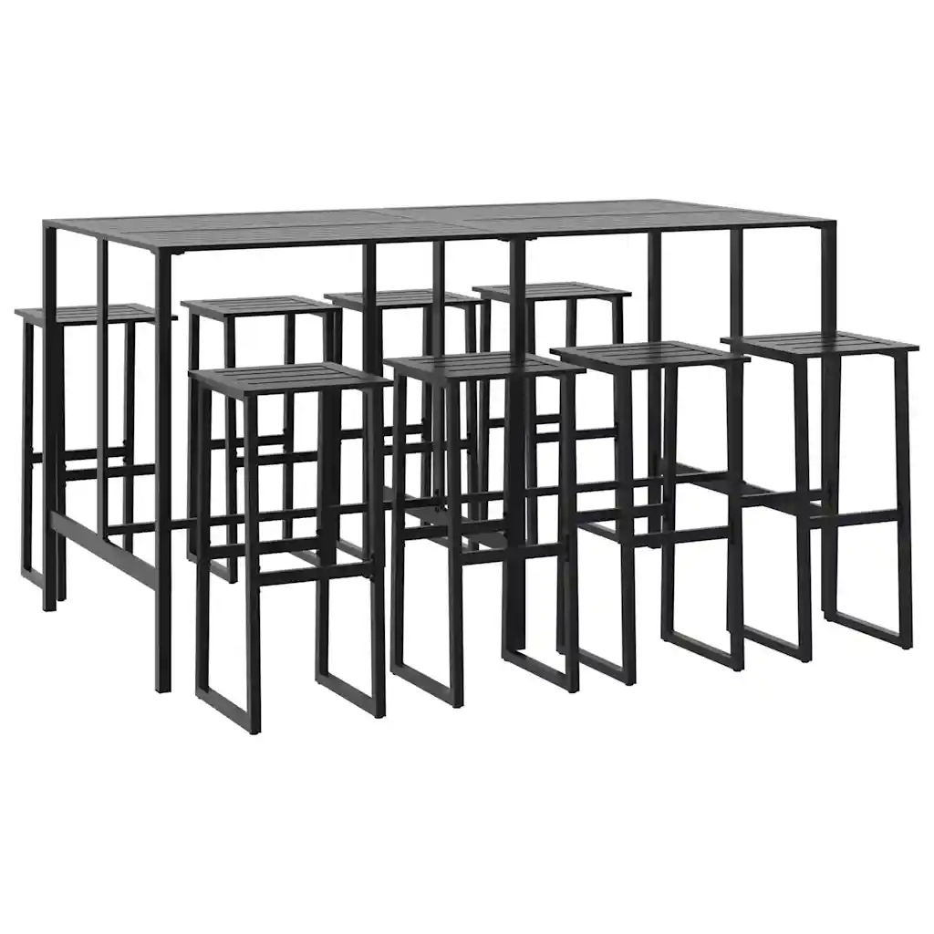 Set Bar da Giardino 9pz Nero in Acciaio Verniciato a Polvere 3283754