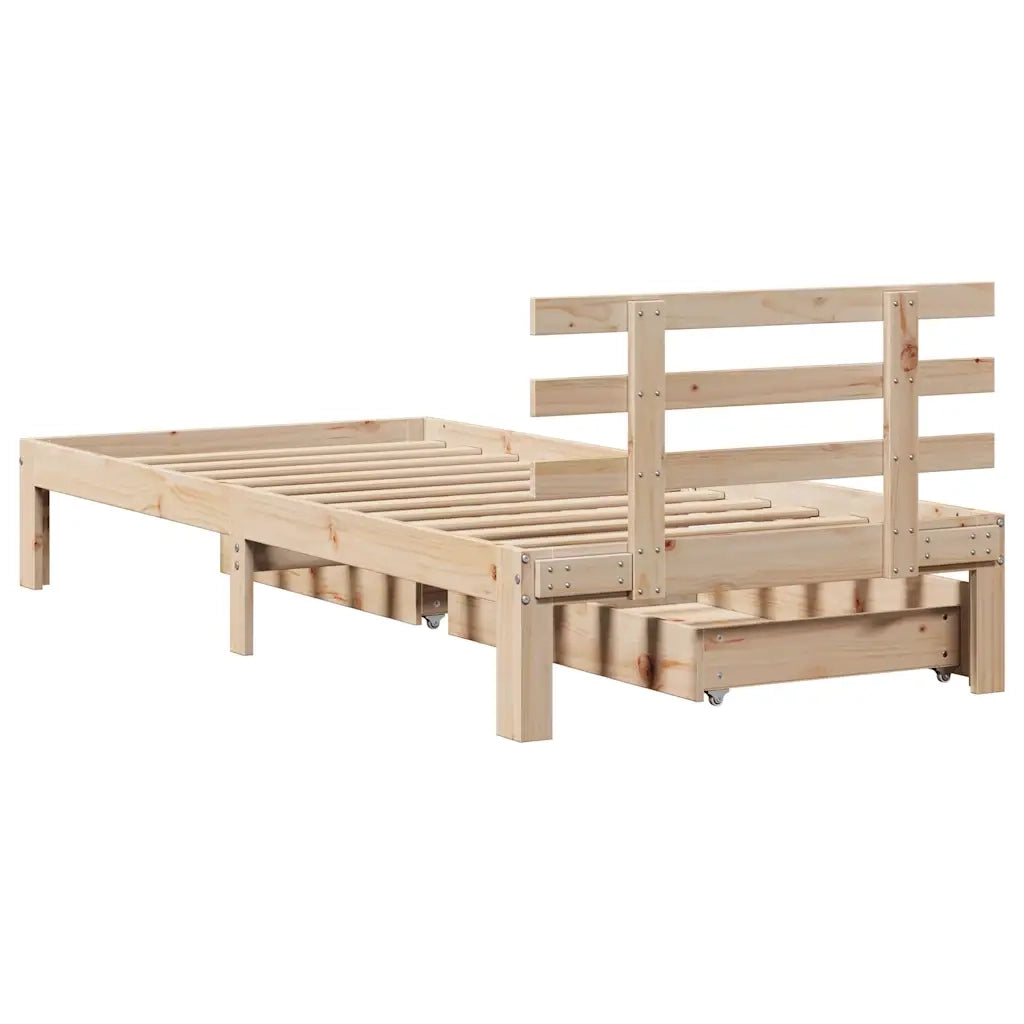 Giroletto con Cassetti 90x190 cm in Legno Massello di Pino 3301996