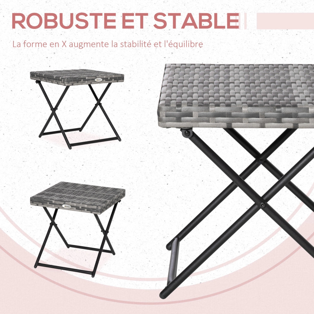 Tavolino da esterno pieghevole ¨C Zephmum ¨C Grigio metallo 40x40x40 cm