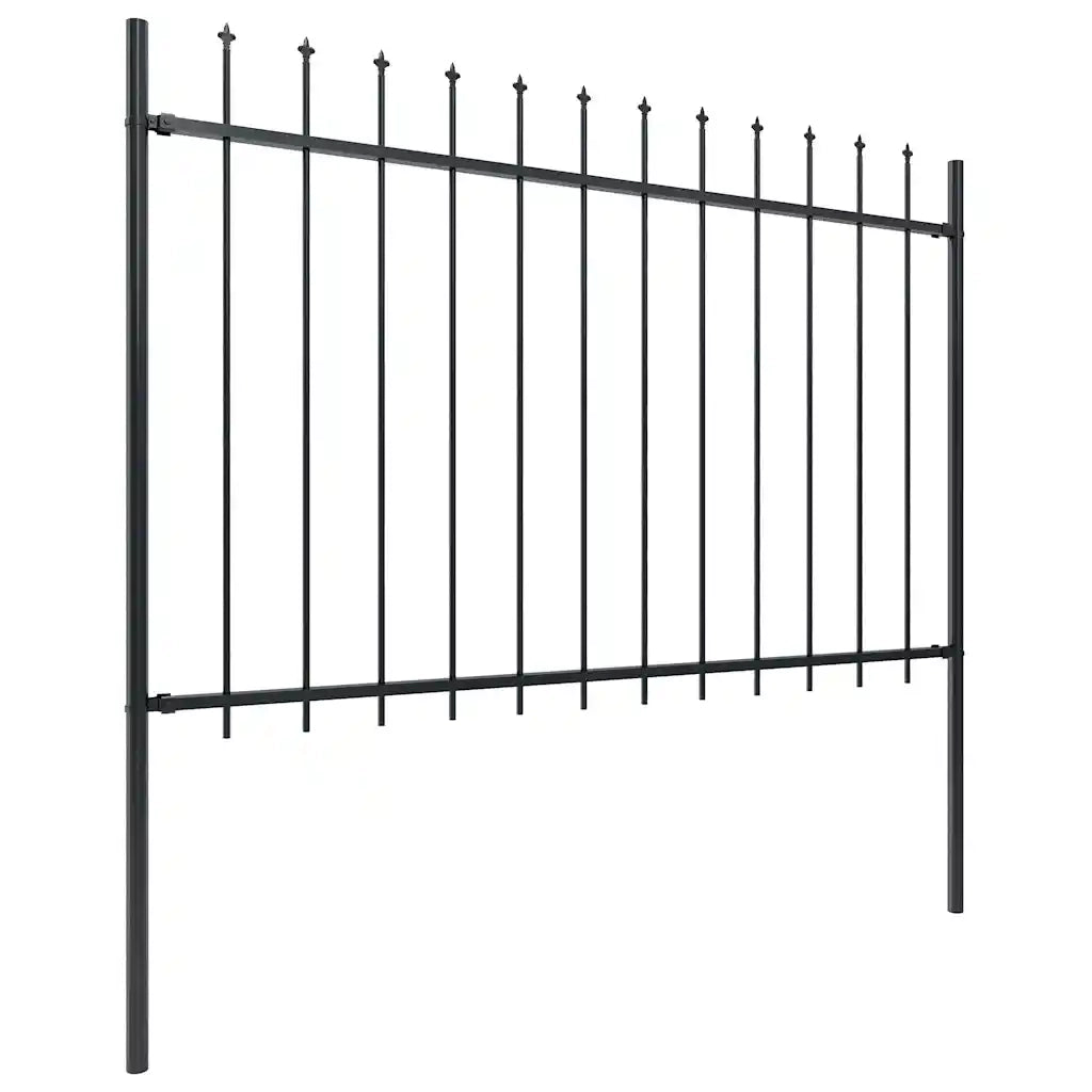 Recinzione da Giardino con Punta a Lancia in Acciaio 337x120 cm Nero 277621