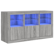 Credenza | Madia | Buffet da pranzo | Armadio da pranzo con Luci LED Grigio Sonoma 123x37x67 cm