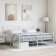 Giroletto con Testiera e Pediera-Struttura Letto Metallo Bianco 200x200 cm 854547