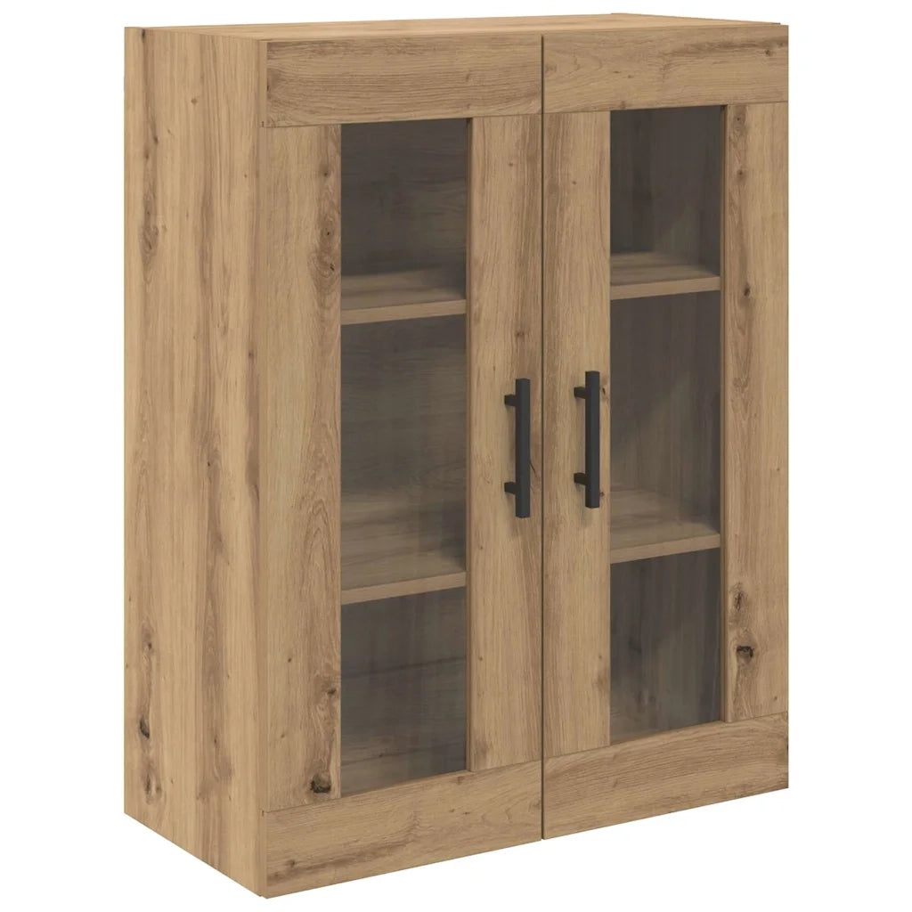 Credenza 2 pcs Rovere artigianale Legno Stratificato e Vetro 3415862