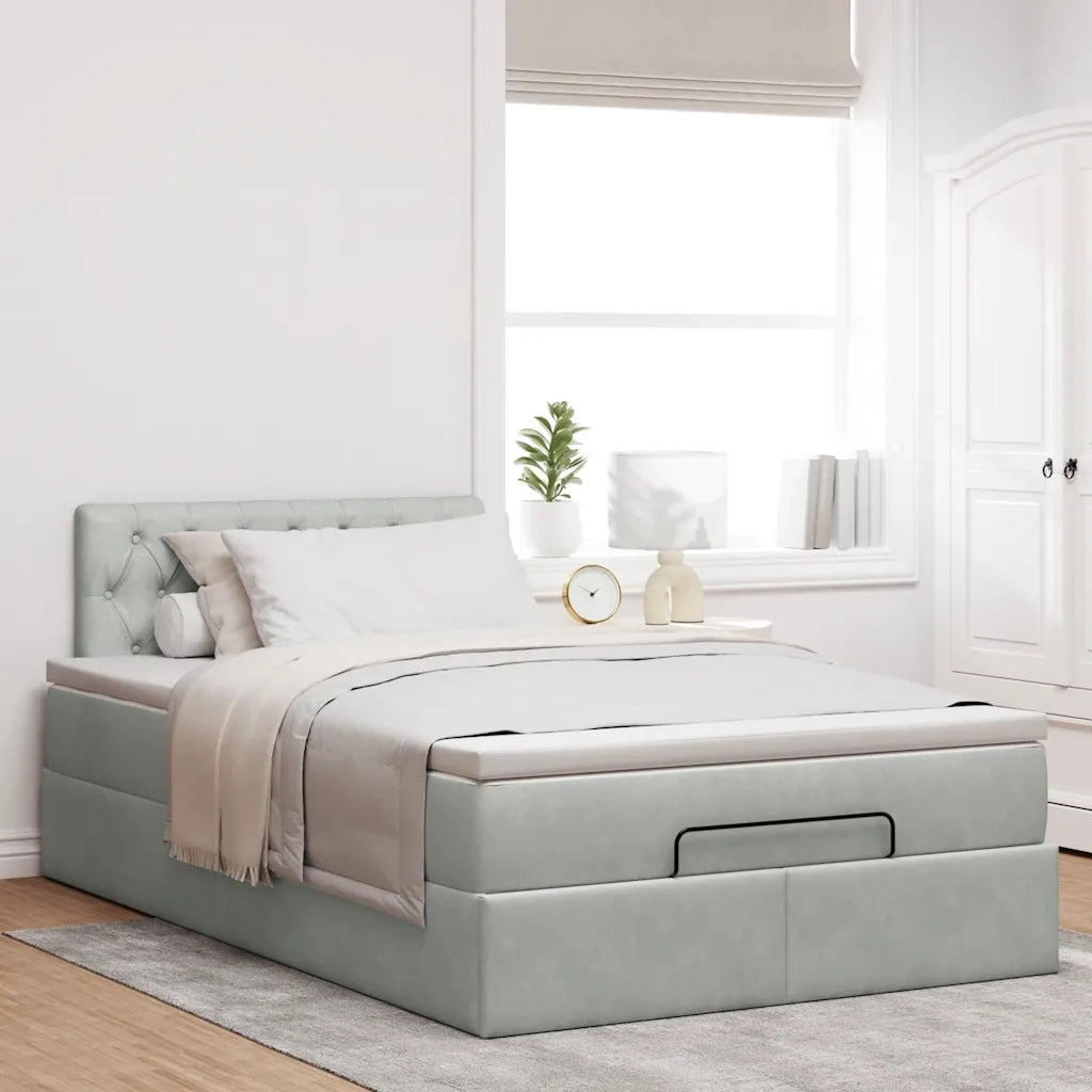 Struttura Letto Pouf con Materasso 120x200 cm Velluto 3312686
