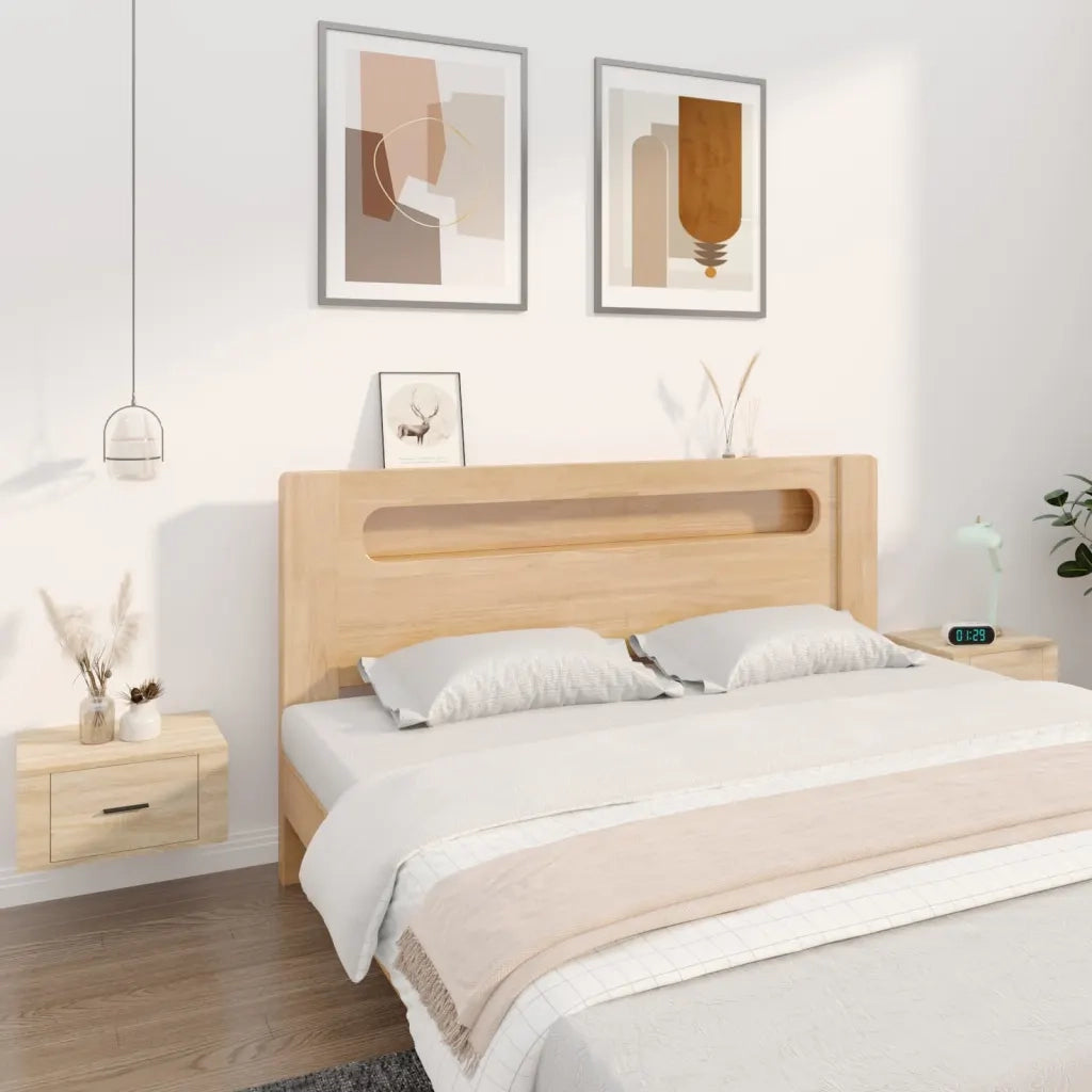 Set di 2 Comodini | Armadio da Notte | Mobiletto da notte a Muro Rovere Sonoma 50x36x25 cm
