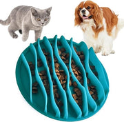 Piatto Lento per Animali da Compensare lo Sviluppo di Comportamenti di Overconsumo - 19 x 19 x 3 cm Blu