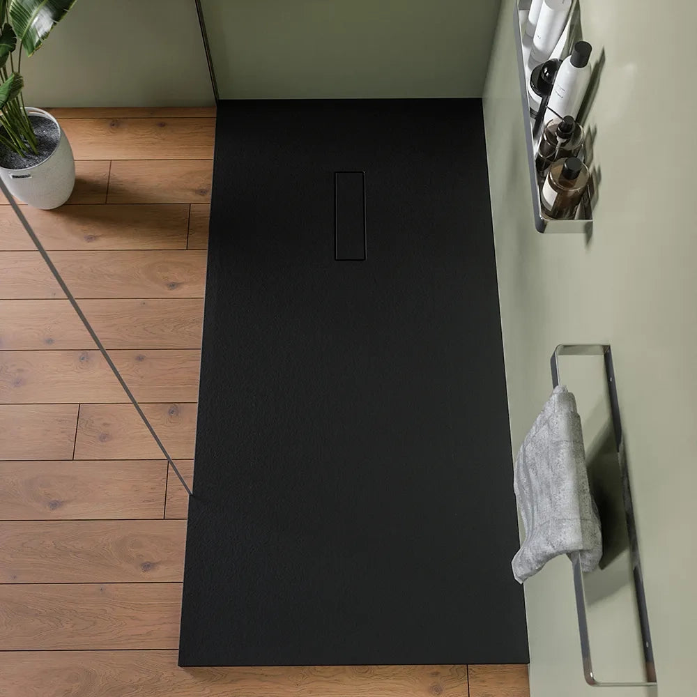 Piatto doccia 80x160 cm in marmoresina nero effetto pietra | Merlera