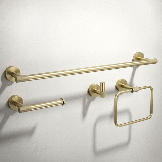 Set Accessori Da Bagno Grid Brush Gold 4 Pezzi