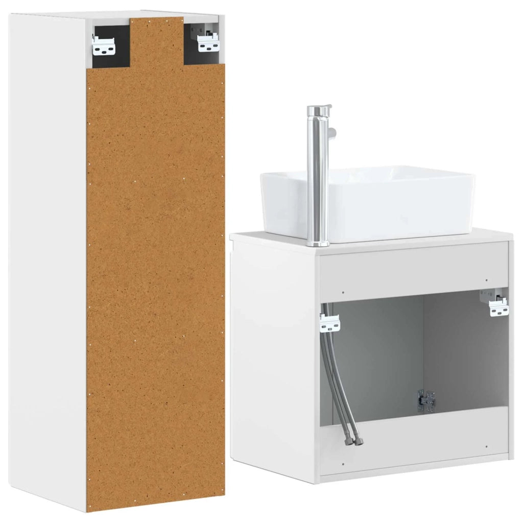Set di mobili per il bagno 2 pz Bianco Lucido 3406127