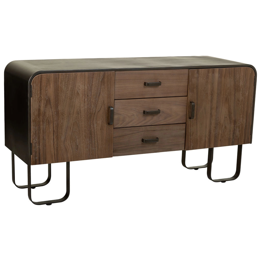 Credenza in legno e metallo nero 145x47x76,5h cm