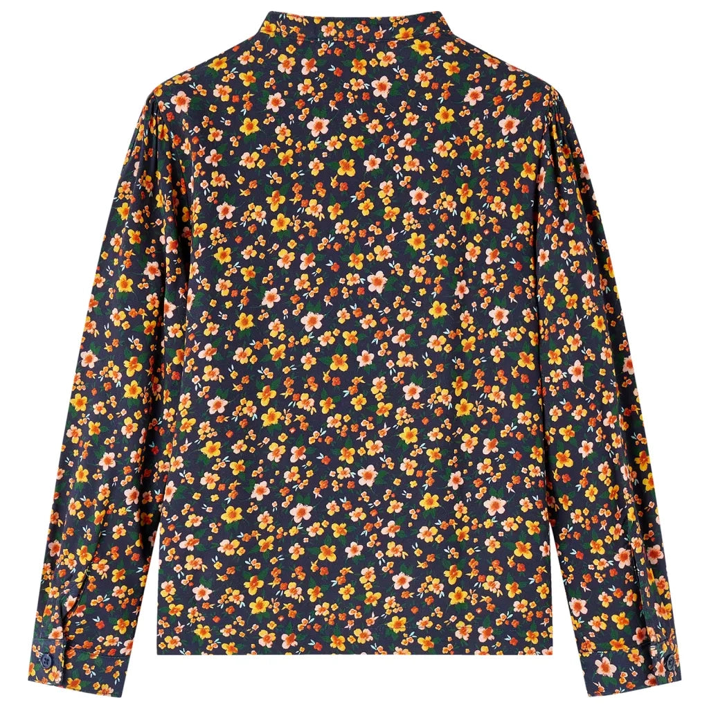 Camicia da Bambina con Colletto Fascia Blu Marino 140