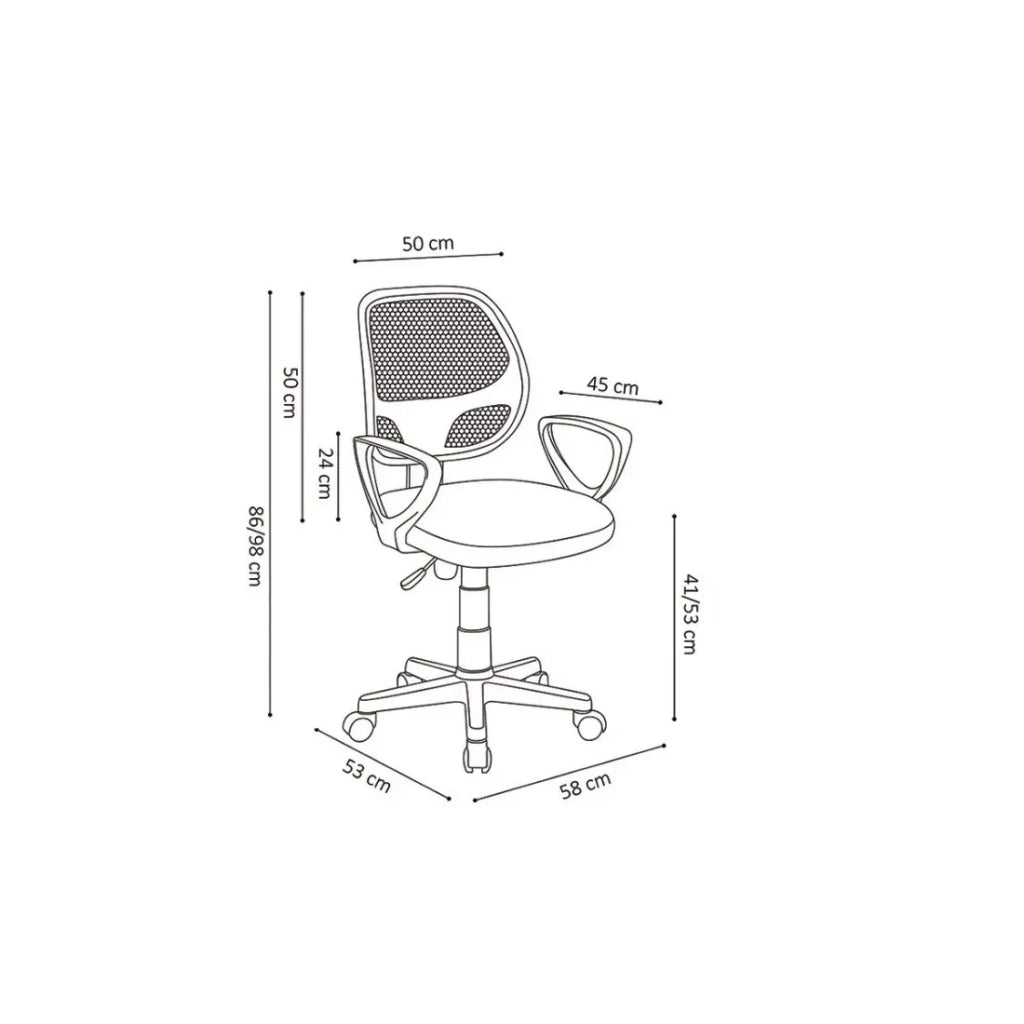 Sedia da ufficio IPOLIST – Tessuto a rete nero – Altezza regolabile 86-98 cm – Stile moderno ed ergonomico