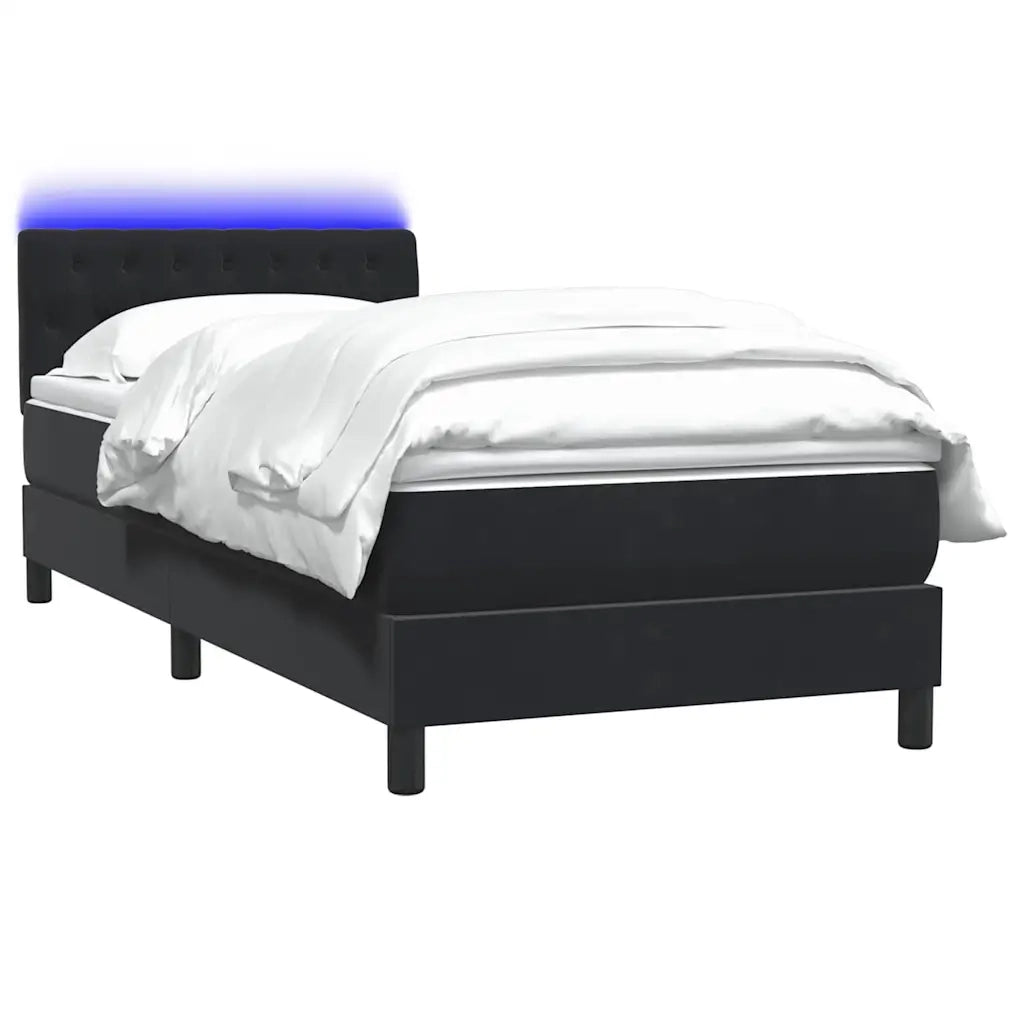 vidaXL Giroletto a Molle con Materasso Nero 90x210 cm in Velluto