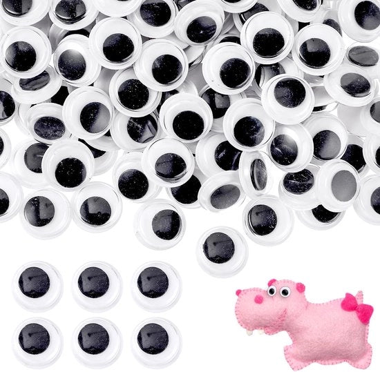 Occhi Movi 300 pezzi - Autoadesivi - 12 mm - Nero/Bianco - PVC - Occhi Mobili per Attività Creativa