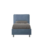 Letto singolo senza rete imbottito 80x190 microfibra blu Antea