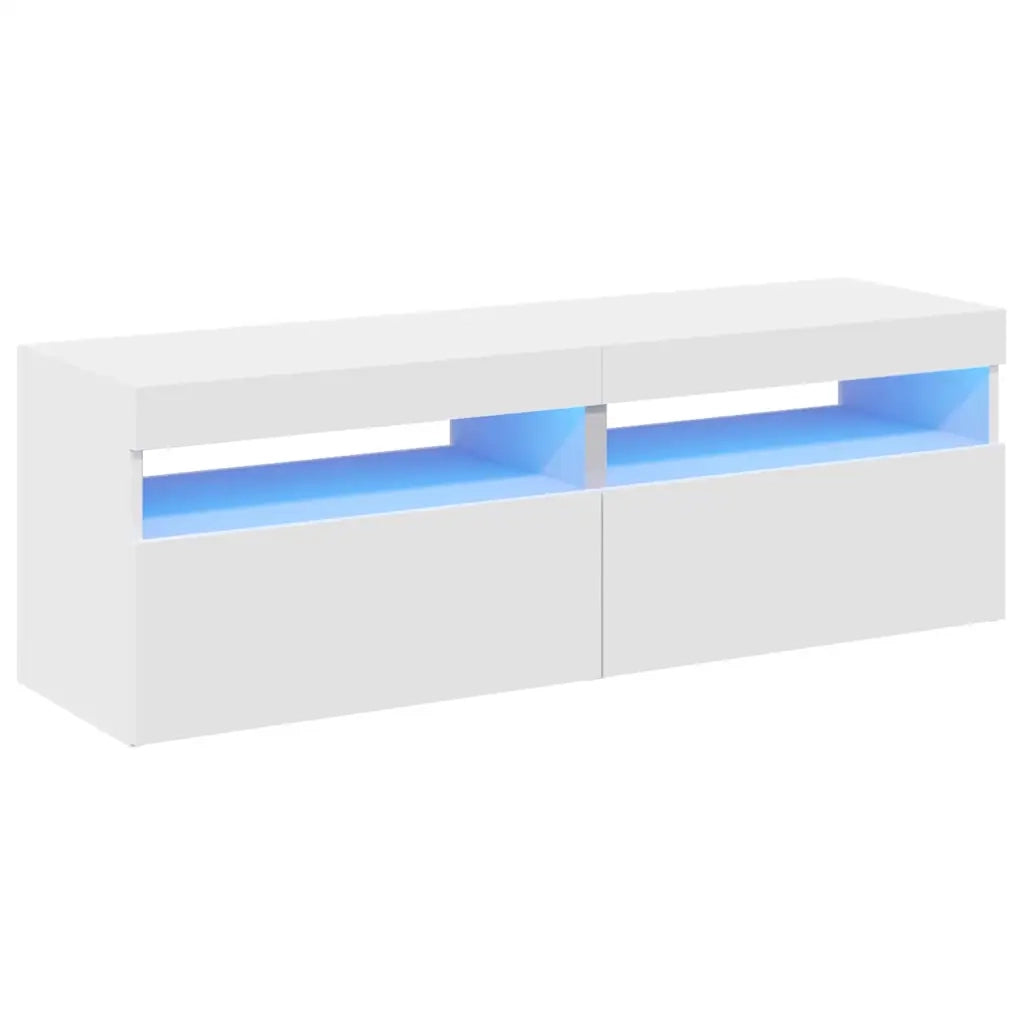 Mobili Porta TV con Luci LED 2 pz Bianchi 60x35x40 cm