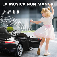 Macchina per Bambini 3-5 Anni con Licenza Ufficiale RUF GT Telecomando Cintura di Sicurezza e Musica Nero