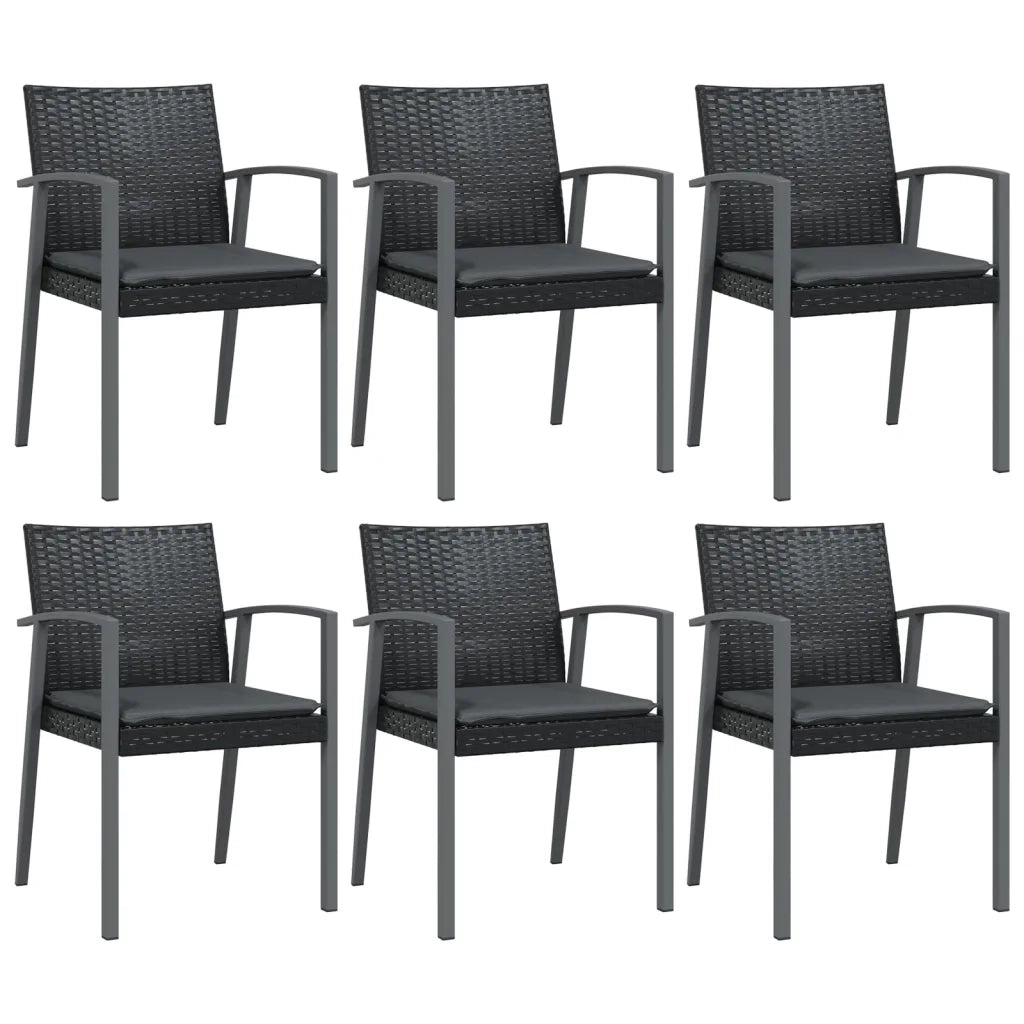 Set Pranzo da Giardino 7 pz con Cuscini in Polyrattan e Acciaio