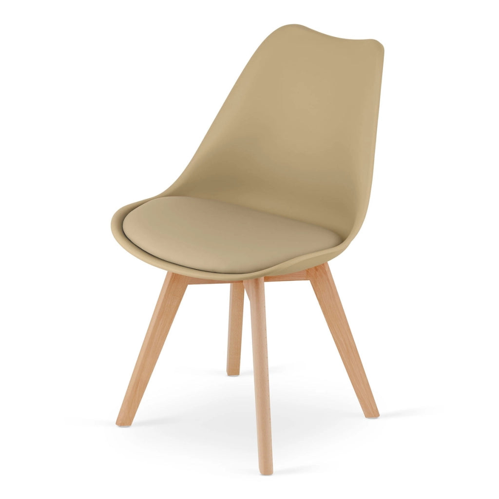 Set di 2 sedie Mark in stile scandinavo beige scuro e faggio