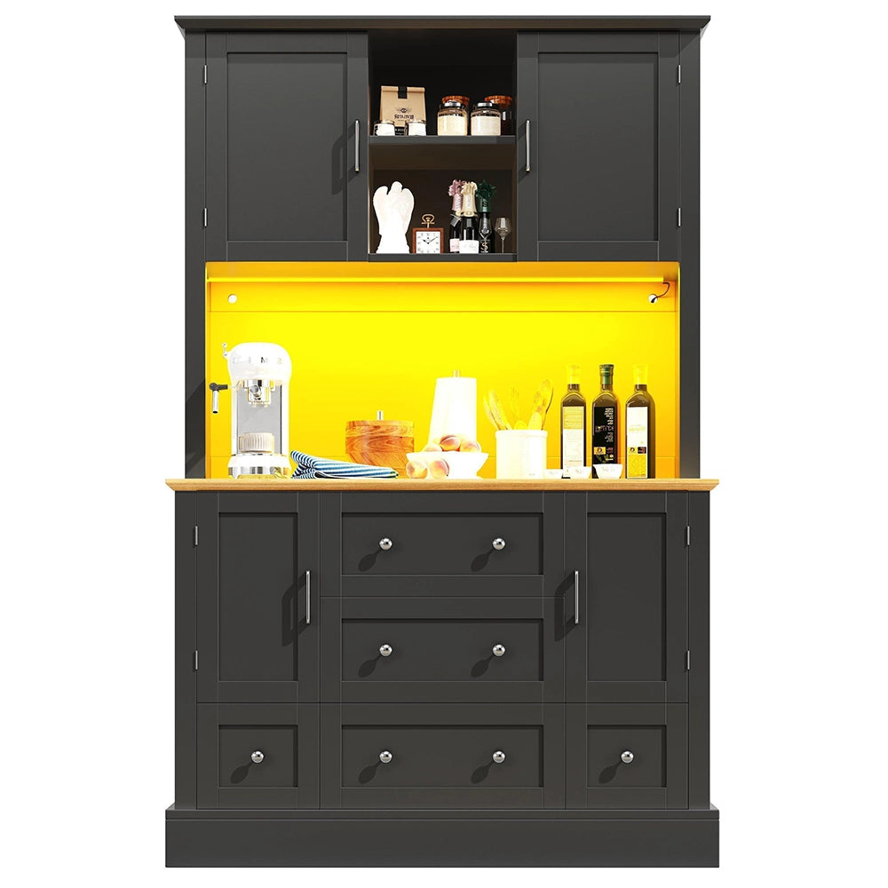 Credenza Alta Smart 115x40x180cm - Xylo - Controllo App, 4 Ante e 5 Cassetti, Nero