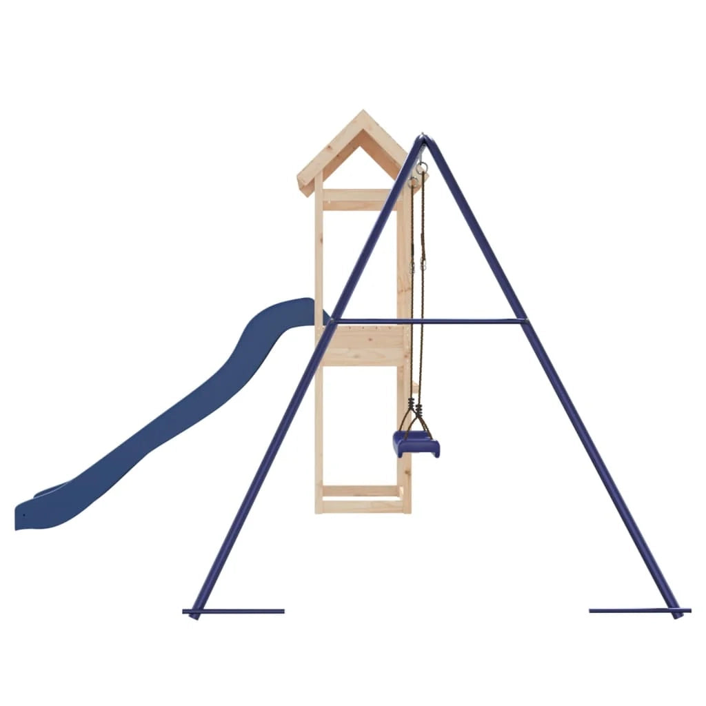 Area giochi all'aperto con altalene scivolo e robuste strutture per arrampicarsi  attrezzatura da gioco da giardino 238 x 315 x 194 cm legno di pino massiccio 02_0004714