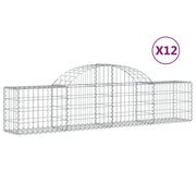 Cestini gabbioni recinzione a gabbia muro di contenimento ad arco 1 set da 2 200 x 30 x 40/60 cm ferro zincato argento 02_0040521