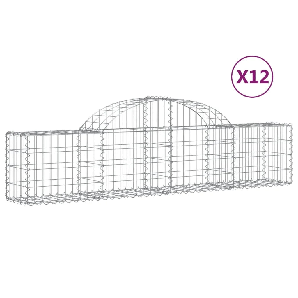 Cestini gabbioni recinzione a gabbia muro di contenimento ad arco 1 set da 2 200 x 30 x 40/60 cm ferro zincato argento 02_0040521
