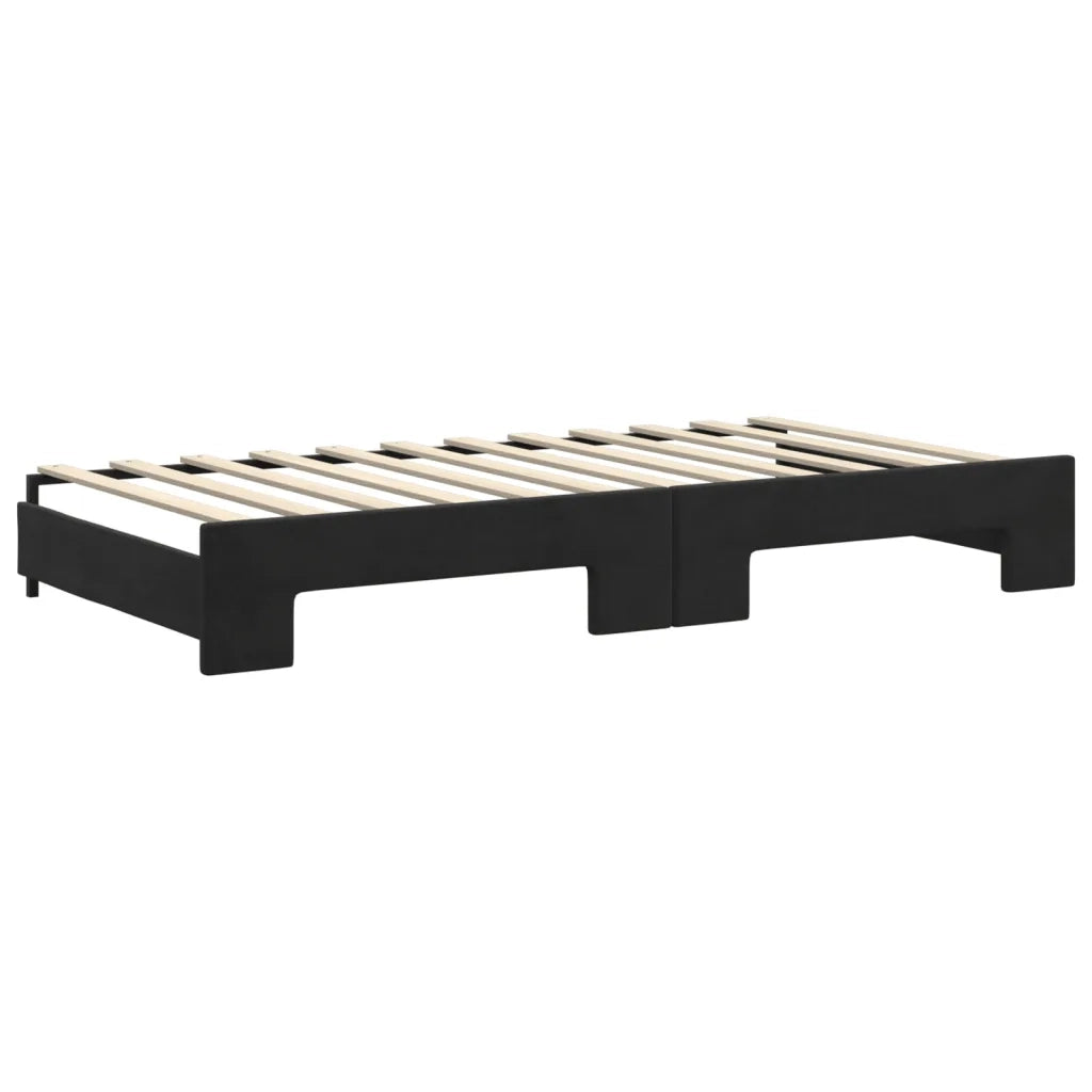 Divano Letto Estraibile con Materassi Nero 100x200 cm Velluto 3197806