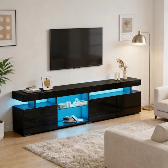 Mobile TV Basso ¨C MINIMAL ¨C Nero, Truciolato, 3 Ante, 180x35x45 cm