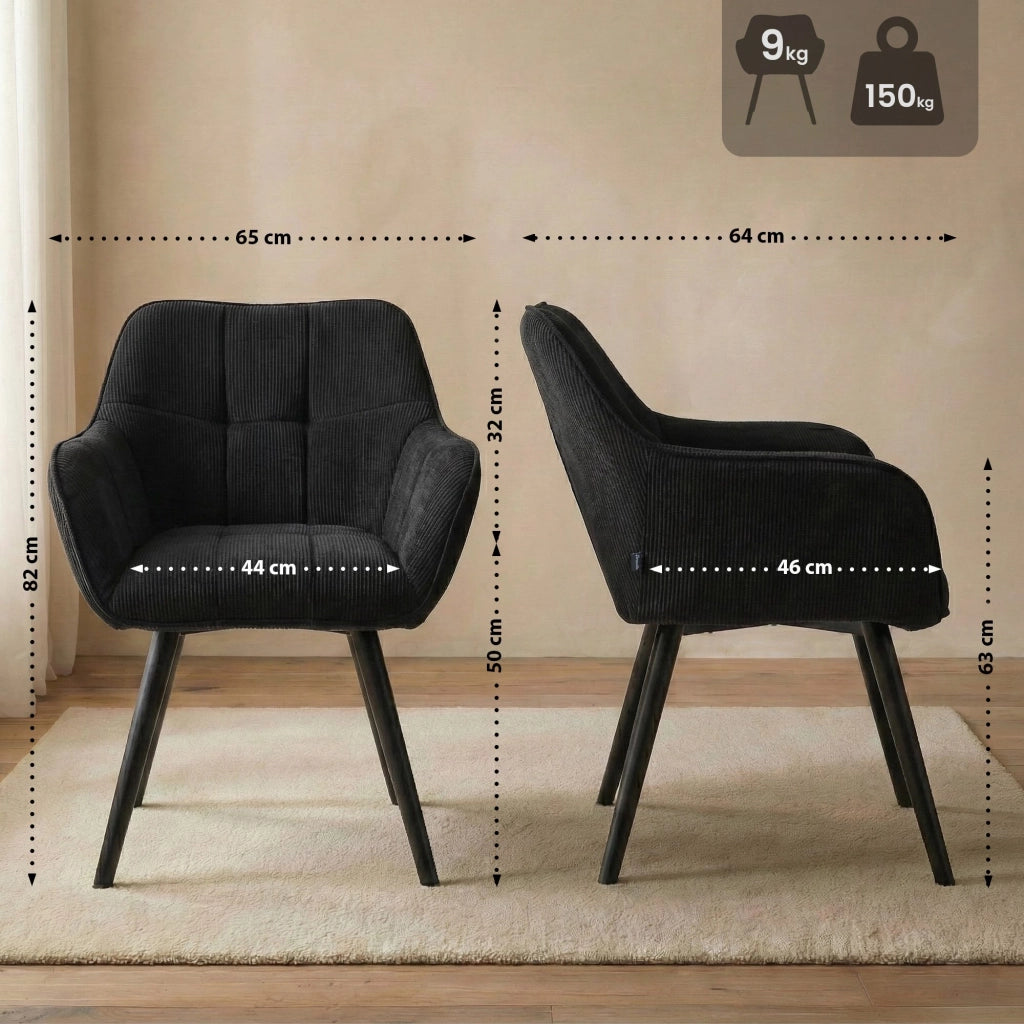 Sedia per sala da pranzo Vienna Cord nera 5