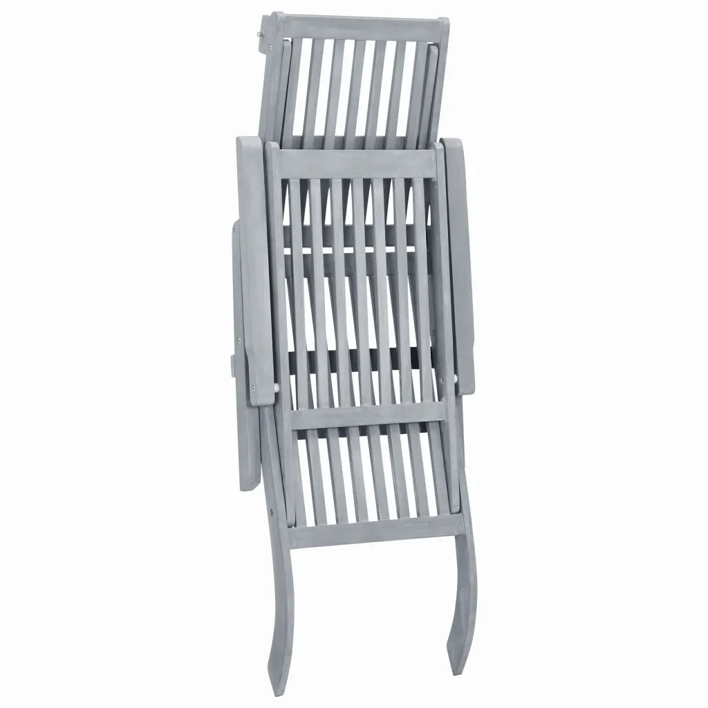 Sdraio e Poggiapiedi da Esterno Grigio Lavato Massello d'Acacia cod mxl 65894
