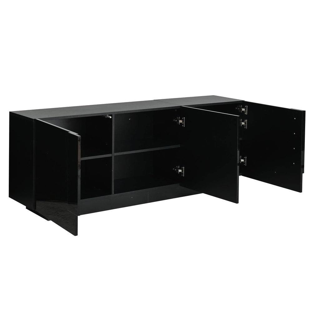 Credenza Soggiorno 3 Ante ¨C MINIMAL ¨C Nero, Truciolato, 160x60x35