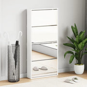 Scarpiera con Specchio a 4 Livelli Bianco lucido 63x17x134 cm 3228276