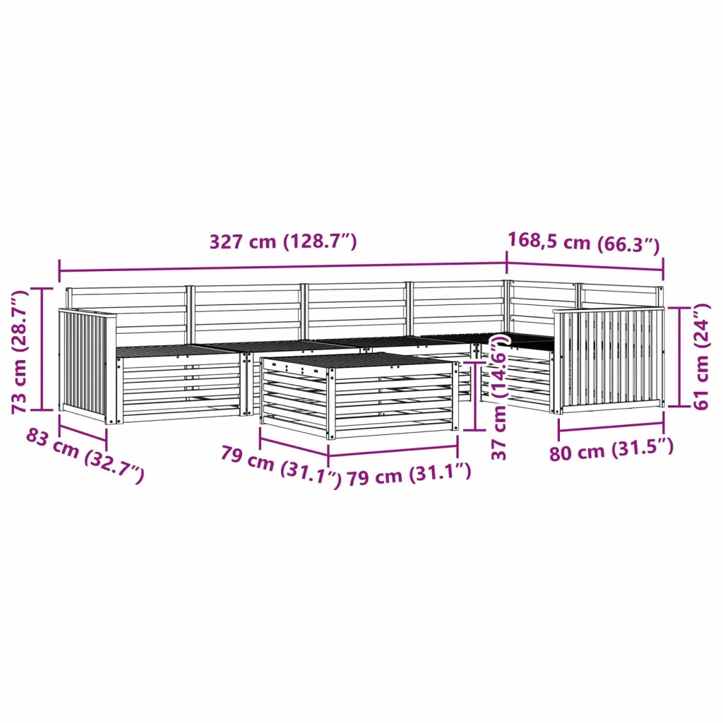 Set di divani da esterno 6 pcs Naturale