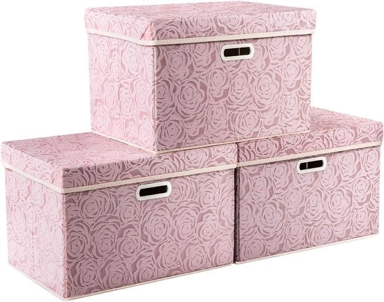 Contenitori di organizzazione opachi con coperchi e maniglie, 3 pezzi, 35 x 22 cm
