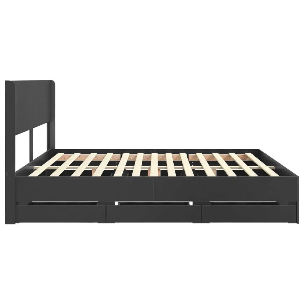 Struttura del letto con stoccaggio e testata Nero 180 x 200 cm 3414282