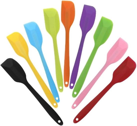 Set di spatole in silicone da 9 pezzi, resistente al calore fino a 500 °C, antiaderente, per mescolare e cuocere in diverse colori