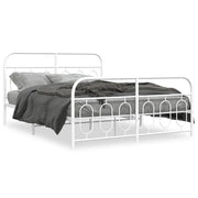 Letto matrimoniale | Letto per adulti | Giroletto con Testiera e Pediera Metallo Bianco 140x190 cm