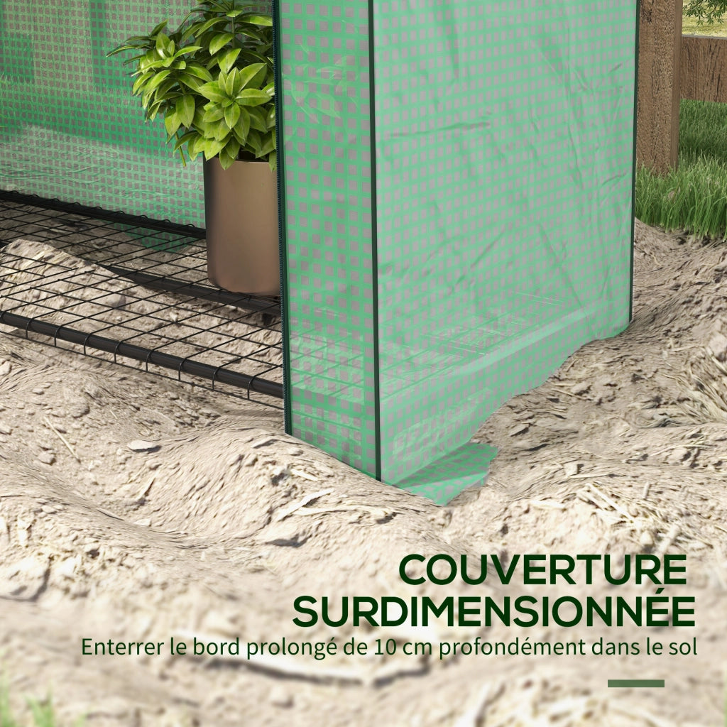 Serra 4 livelli con copertura in PE rinforzato ¨C zephmum ¨C verde 120x50x170 cm