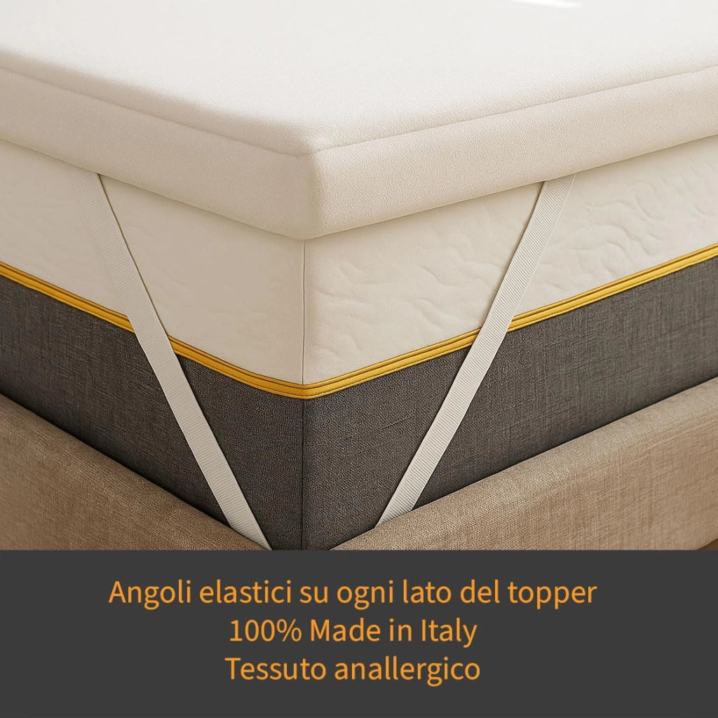 Topper rigido Piazza e mezzo Francese 140x200 per Materasso in Poliuretano Espanso 5,5 cm - Correttore per materassi rigidi, Certificato - Made in Italy, NEW LIFE STRONG