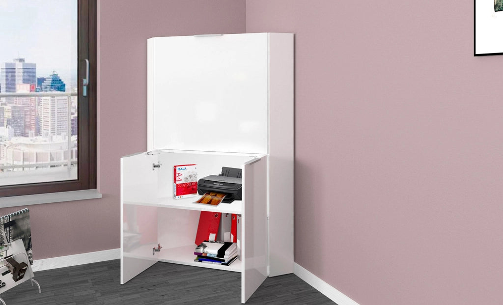 Scrivania Angolare 70x35x140 cm Dalia Bianco Lucido