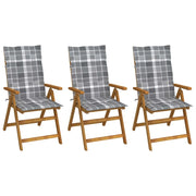 Sedie da Giardino Pieghevoli 3 pz con Cuscini Acacia Massello cod mxl 55522
