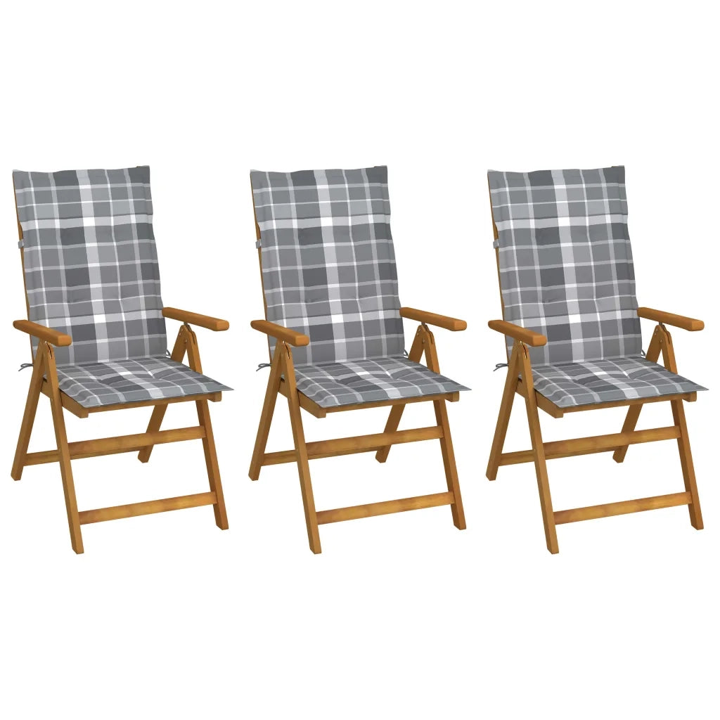 Sedie da Giardino Pieghevoli 3 pz con Cuscini Acacia Massello cod mxl 55522