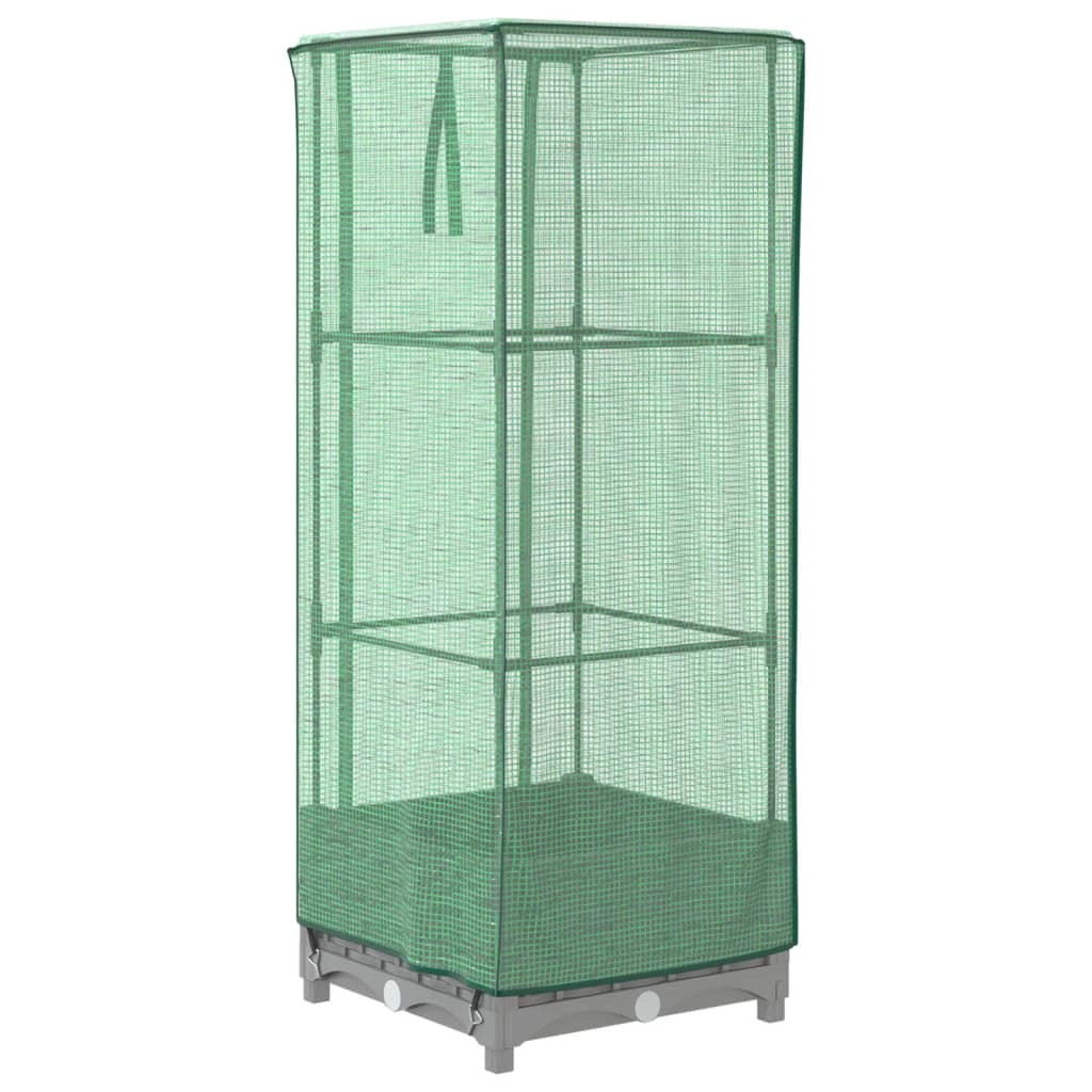 Aiuola rialzata/fioriera con copertura effetto rattan 40 x 40 x 123 cm grigio chiaro 02_0038767