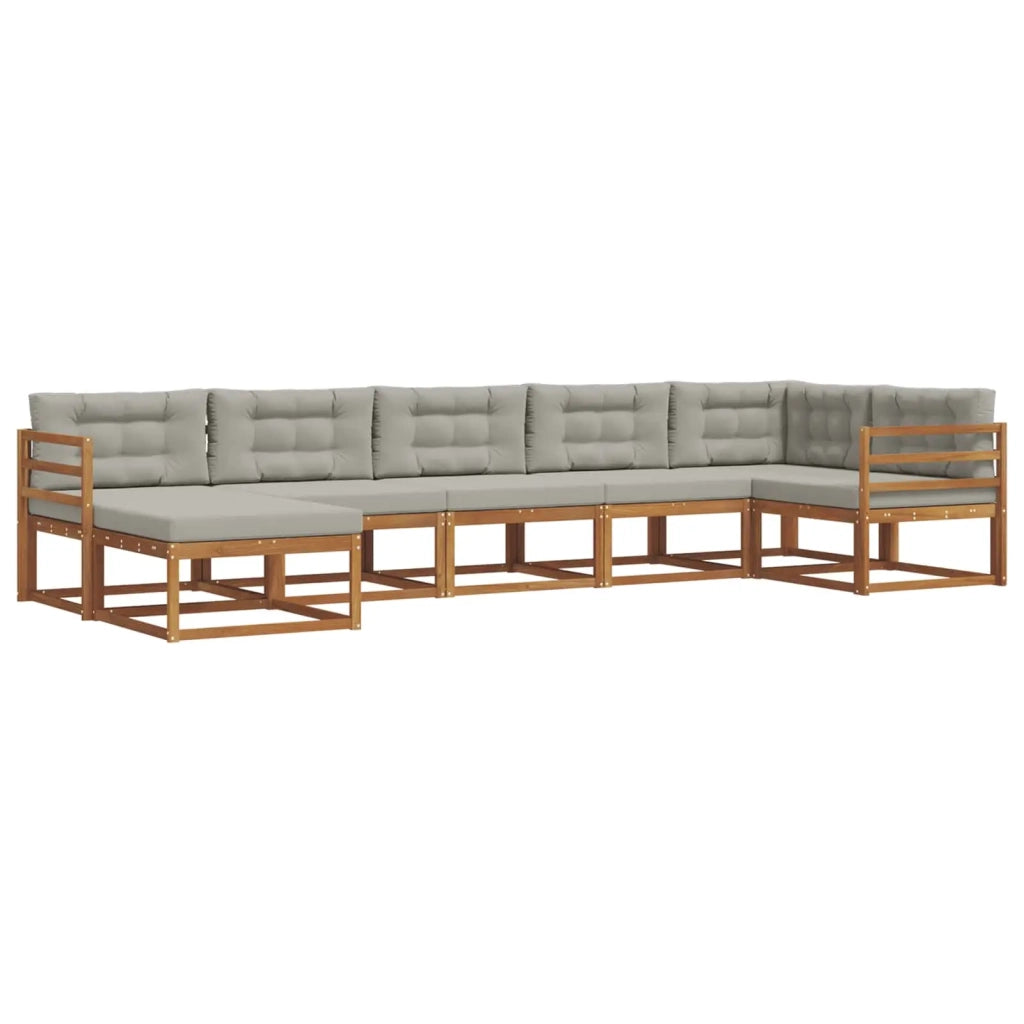 Set di divani da esterno 7 pcs Grigio Naturale e Chiaro