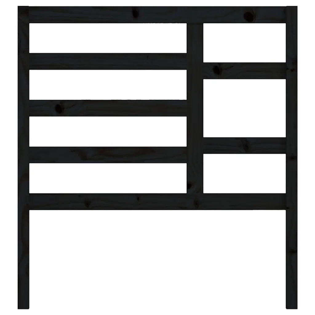 Testiera per Letto Nera 106x4x104 cm in Legno Massello di Pino 818129