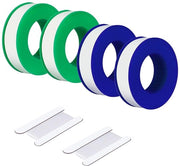 Tappetino PTFE a rulli per idraulici, 4 rulli di 0,5 x 552 pollici con nastro Teflon portatile, inclusi 2 pezzi 0,5 x 39 pollici - per impermeabilizzazione drenaggio doccia